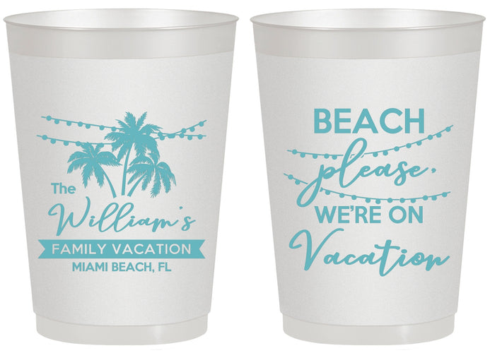 Personalized Family Vacation 20 oz Frosted Cups - Beach Please | 180004