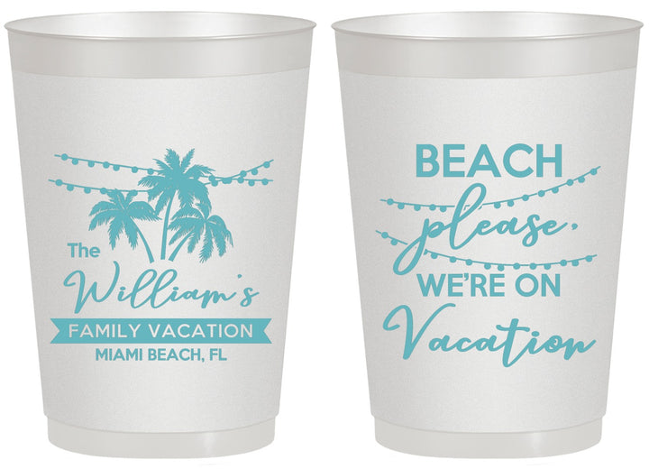 Personalized Family Vacation 20 oz Frosted Cups - Beach Please | 180004