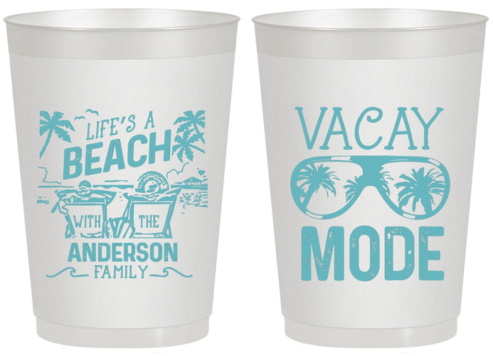 Personalized Family Vacation 20 oz Frosted Cups - Lifes A Beach | 180008