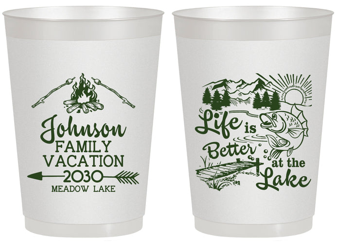 Personalized Family Vacation 20 oz Frosted Cups - Lake Camping | 180011
