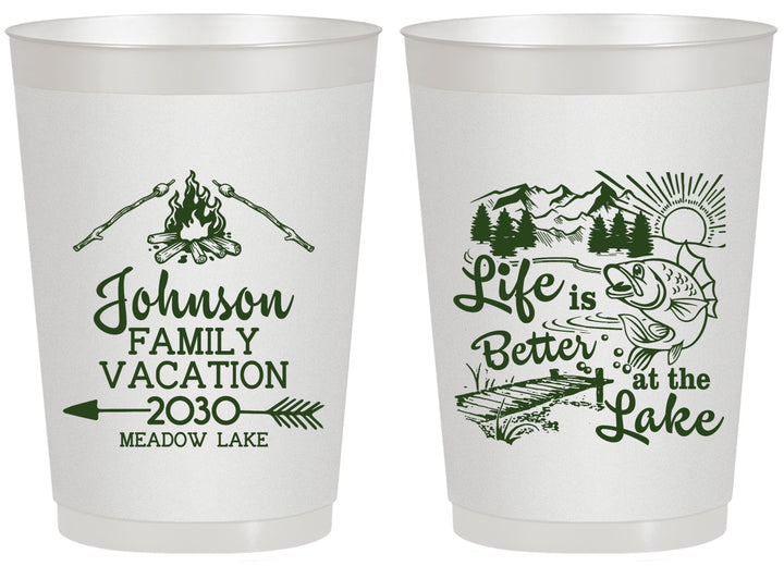 Personalized Family Vacation 20 oz Frosted Cups - Lake Camping | 180011