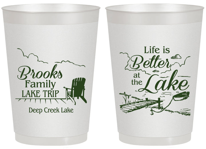 Personalized Family Vacation 20 oz Frosted Cups - Lake Camping | 180012