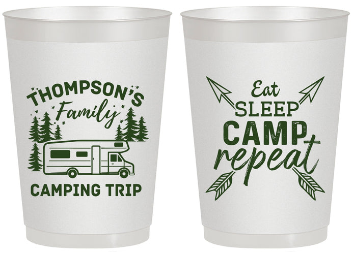 Personalized Family Vacation 20 oz Frosted Cups - Camping Trip | 180016