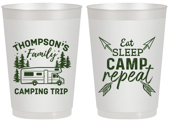 Personalized Family Vacation 20 oz Frosted Cups - Camping Trip | 180016