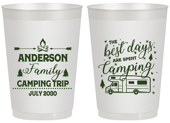 Personalized Family Vacation 20 oz Frosted Cups - Camping Trip | 180017