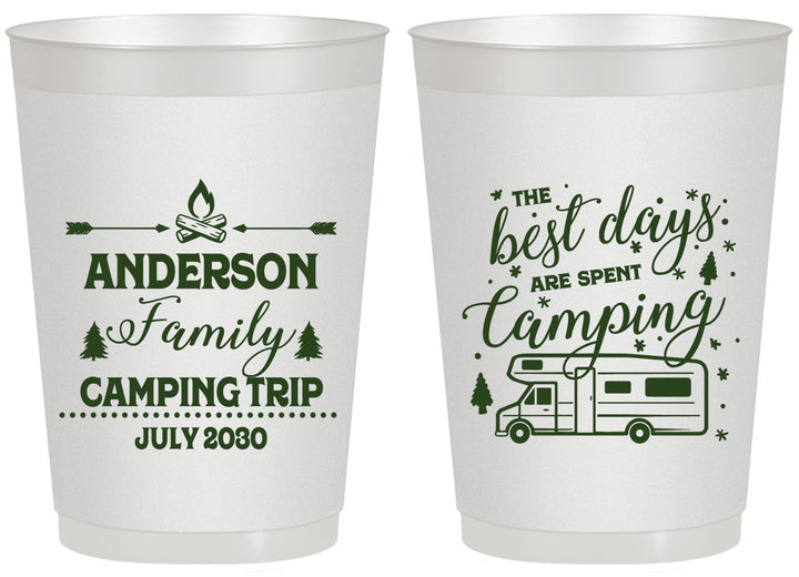 Personalized Family Vacation 20 oz Frosted Cups - Camping Trip | 180017