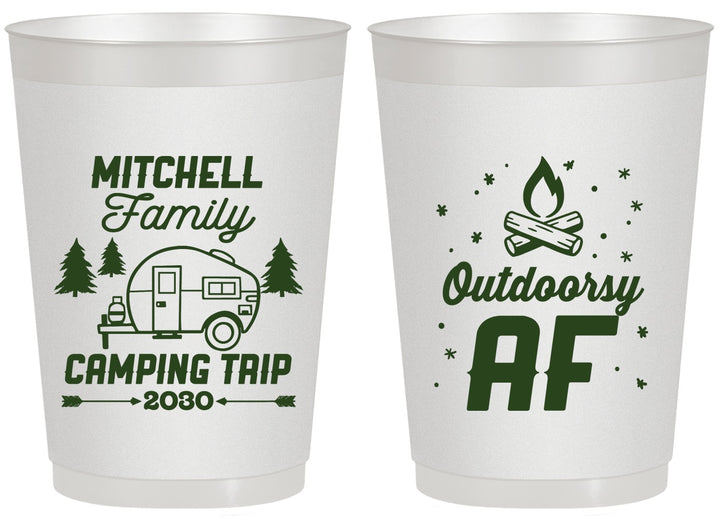 Personalized Family Vacation 20 oz Frosted Cups - Camping Trip | 180018