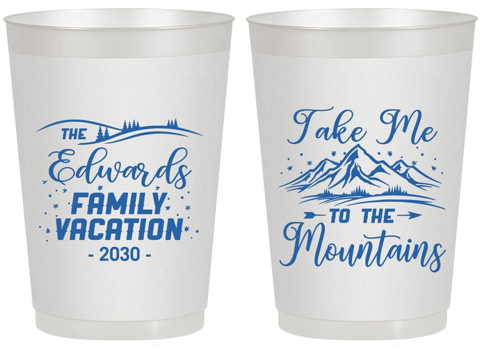 Personalized Family Vacation 20 oz Frosted Cups - Mountains | 180024