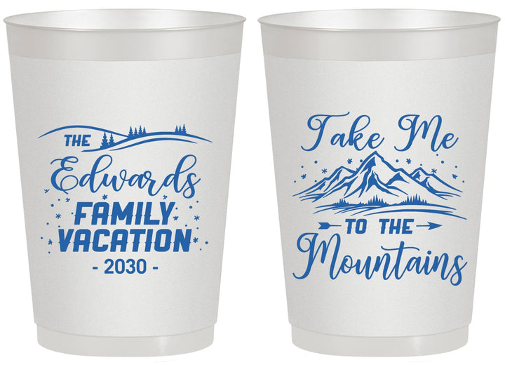 Personalized Family Vacation 20 oz Frosted Cups - Mountains | 180024