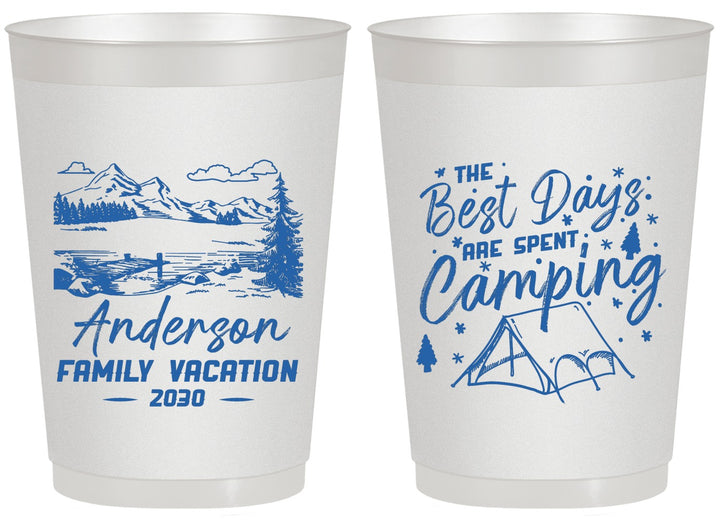Personalized Family Vacation 20 oz Frosted Cups - Camping Trip | 180025
