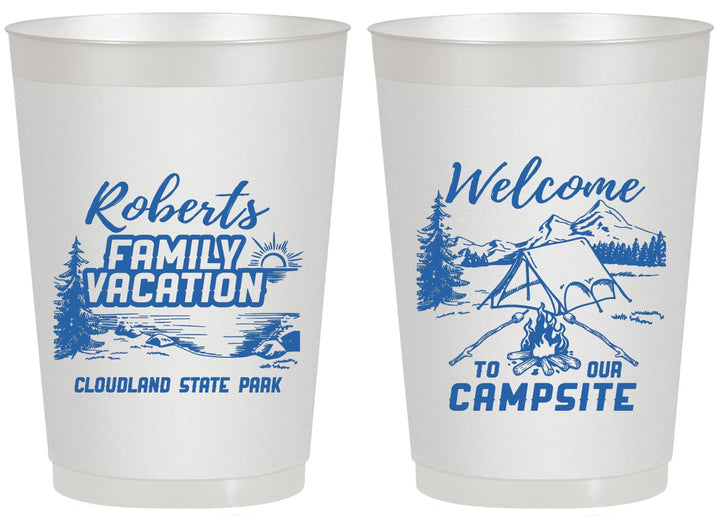 Personalized Family Vacation 20 oz Frosted Cups - Camping Trip | 180026
