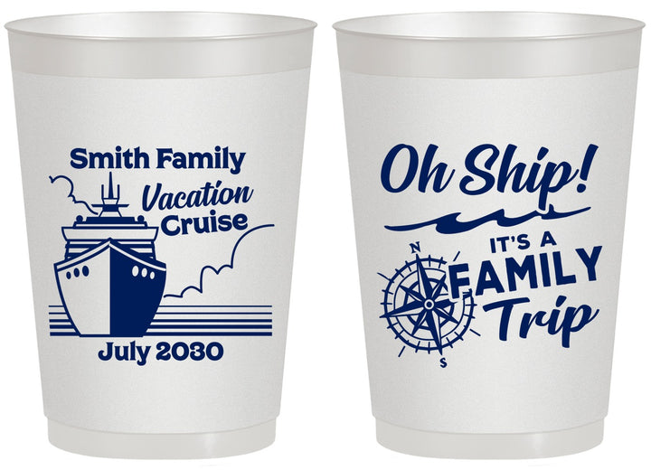 Personalized Family Vacation 20 oz Frosted Cups - Oh Ship Cruise | 180030