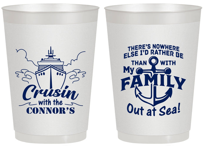 Personalized Family Vacation 20 oz Frosted Cups - Nautical Cruise | 180031
