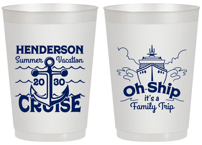 Personalized Family Vacation 20 oz Frosted Cups - Oh Ship Cruise | 180032