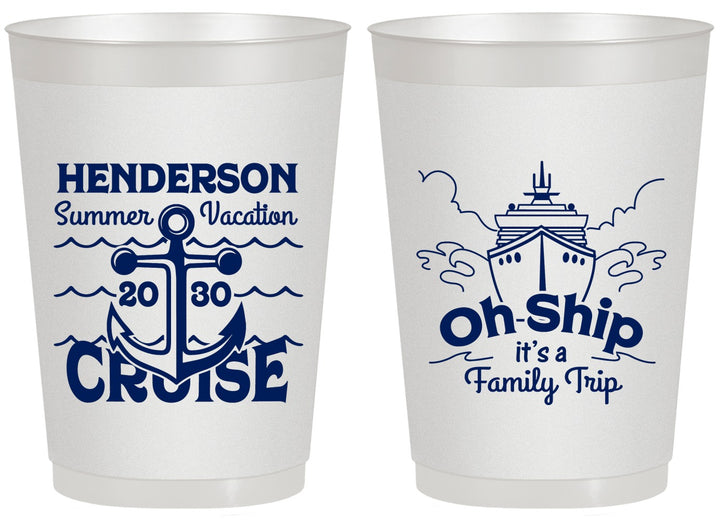 Personalized Family Vacation 20 oz Frosted Cups - Oh Ship Cruise | 180032