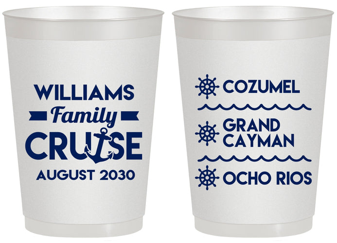 Personalized Family Vacation 20 oz Frosted Cups - Nautical Cruise | 180034