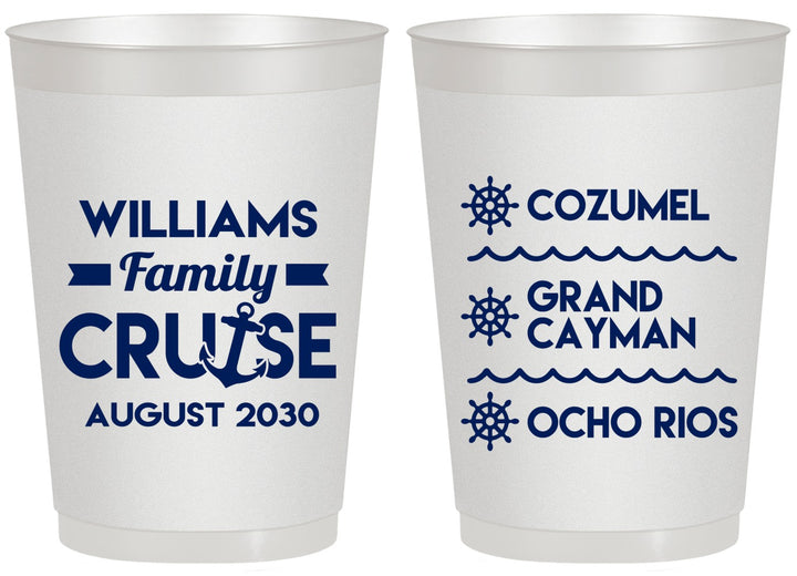 Personalized Family Vacation 20 oz Frosted Cups - Nautical Cruise | 180034