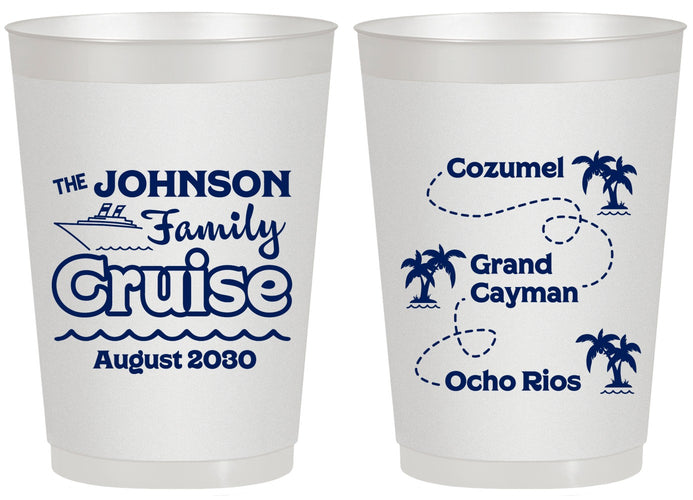 Personalized Family Vacation 20 oz Frosted Cups - Cruise Ship | 180035