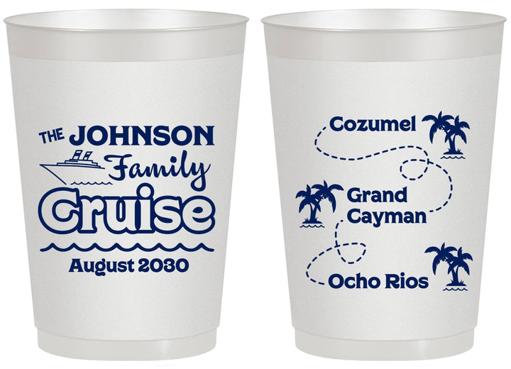 Personalized Family Vacation 20 oz Frosted Cups - Cruise Ship | 180035