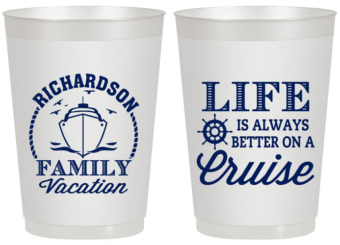 Personalized Family Vacation 20 oz Frosted Cups - Cruise Ship | 180036