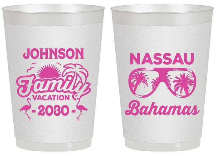 Personalized Family Vacation 20 oz Frosted Cups - Bahamas | 180041
