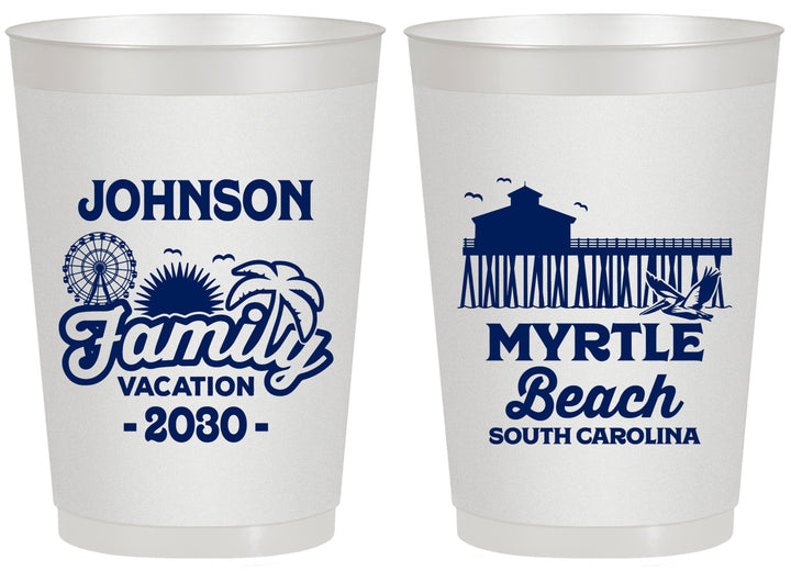 Personalized Family Vacation 20 oz Frosted Cups - Myrtle Beach | 180045
