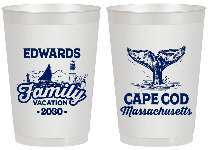 Personalized Family Vacation 20 oz Frosted Cups - Cape Cod | 180046