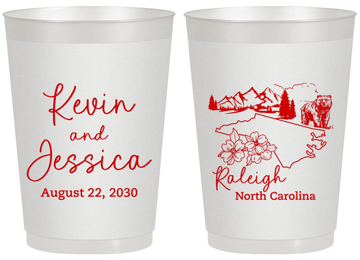 Personalized Wedding 20 oz Frosted Cups - North Carolina | 182