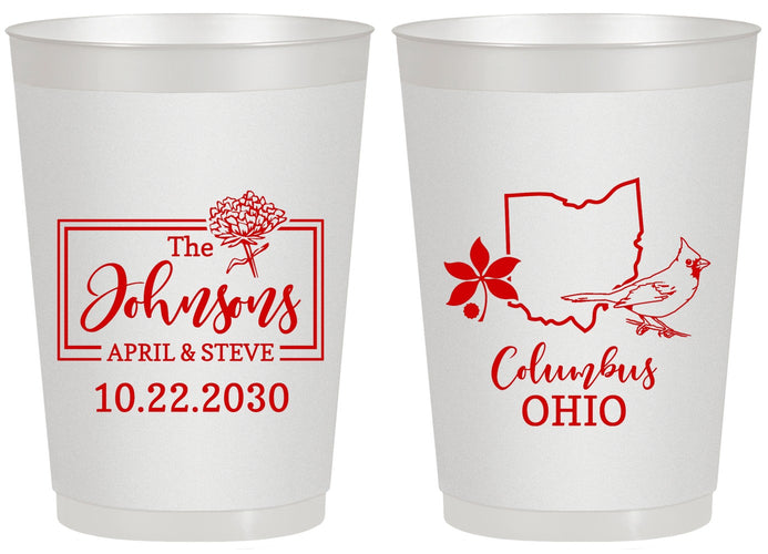 Personalized Wedding 20 oz Frosted Cups - Ohio | 184