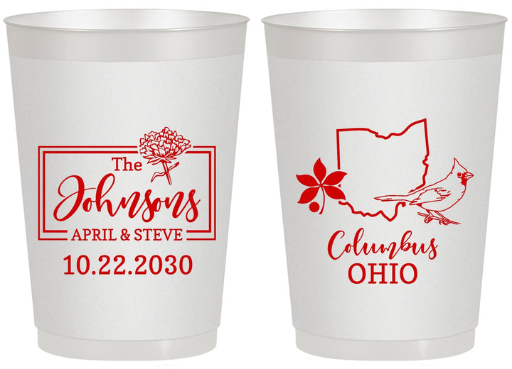 Personalized Wedding 20 oz Frosted Cups - Ohio | 184