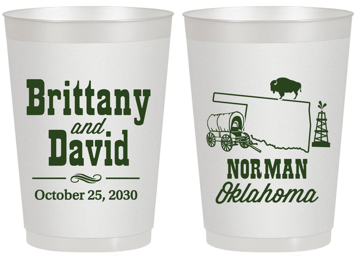 Personalized Wedding 20 oz Frosted Cups - Oklahoma | 185