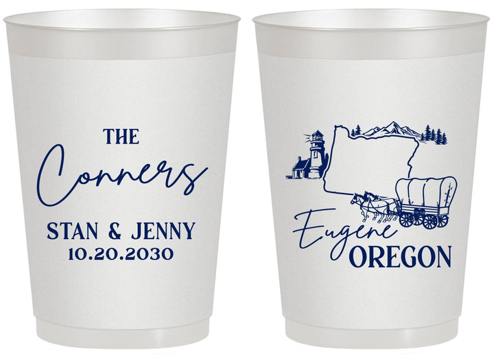 Personalized Wedding 20 oz Frosted Cups - Oregon | 186