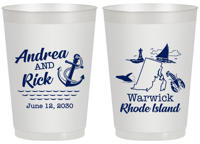 Personalized Wedding 20 oz Frosted Cups - Rhode Island | 188