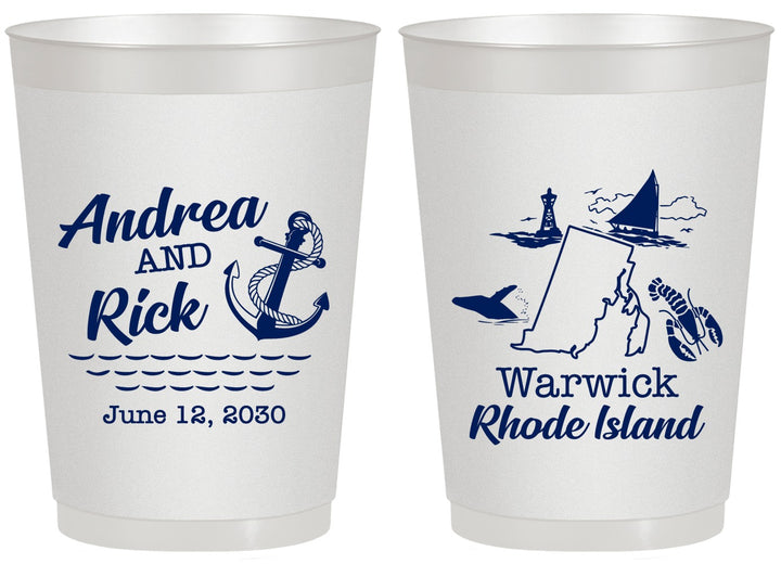 Personalized Wedding 20 oz Frosted Cups - Rhode Island | 188