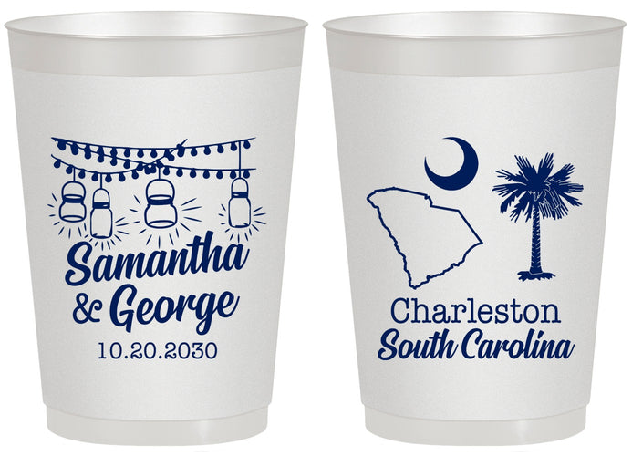 Personalized Wedding 20 oz Frosted Cups - South Carolina | 189