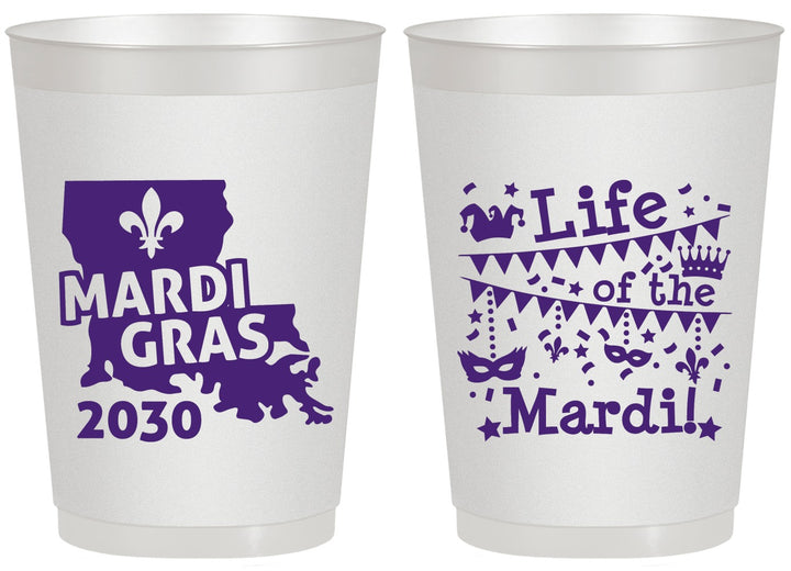 Personalized Mardi Gras 20 oz Frosted Cups - Life Of The Mardi | 190001