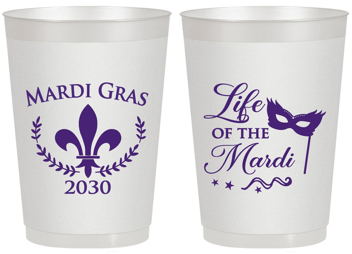 Personalized Mardi Gras 20 oz Frosted Cups - Life Of The Mardi | 190004