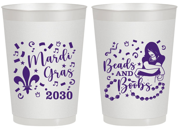 Personalized Mardi Gras 20 oz Frosted Cups - Beads And Boobs | 190005