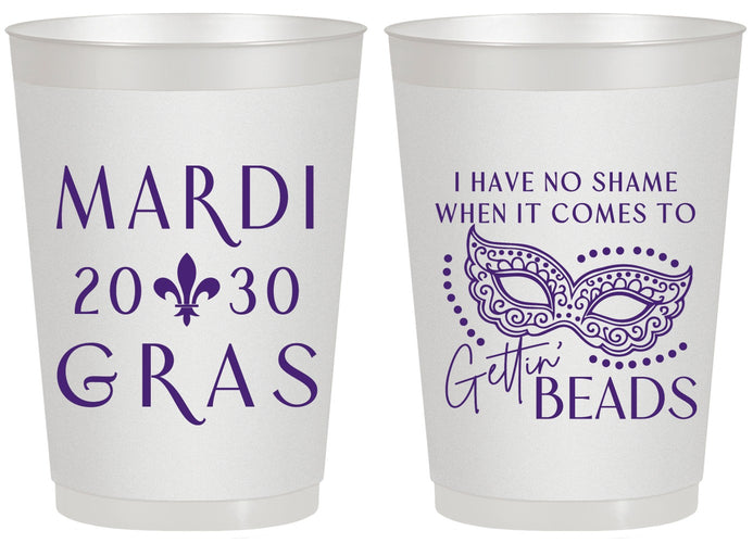 Personalized Mardi Gras 20 oz Frosted Cups - Nola New Orleans | 190006