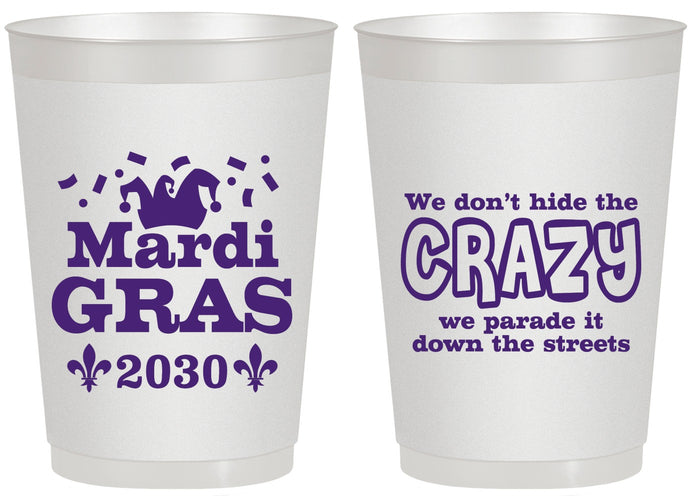 Personalized Mardi Gras 20 oz Frosted Cups - Fleur De Lis | 190009