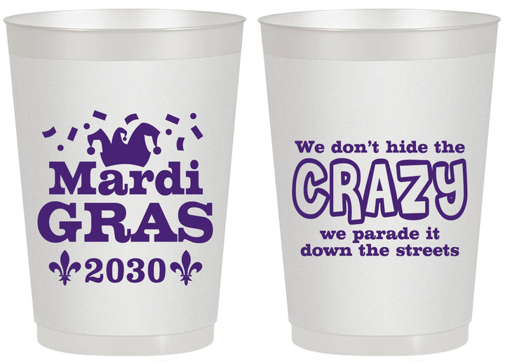Personalized Mardi Gras 20 oz Frosted Cups - Fleur De Lis | 190009