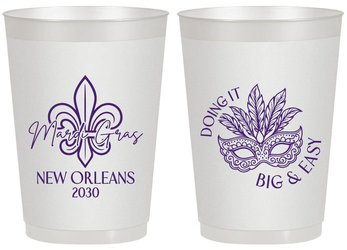 Personalized Mardi Gras 20 oz Frosted Cups - Fleur De Lis | 190010