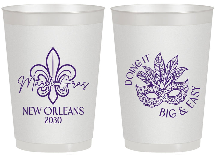Personalized Mardi Gras 20 oz Frosted Cups - Fleur De Lis | 190010