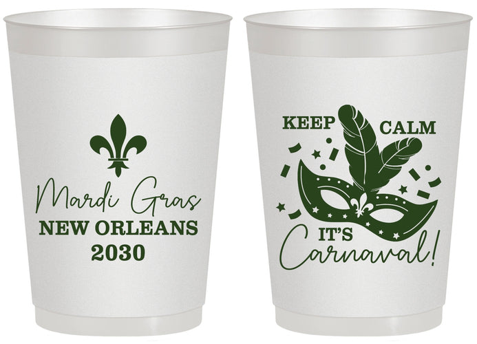 Personalized Mardi Gras 20 oz Frosted Cups - Fleur De Lis Carnaval | 190011