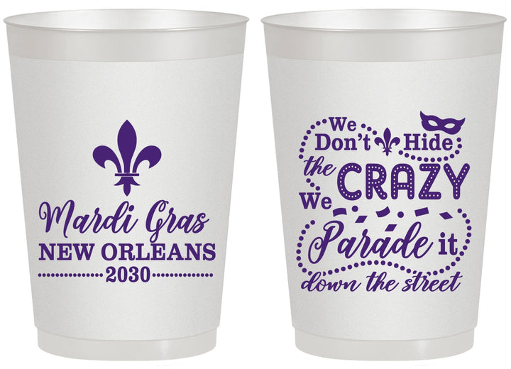 Personalized Mardi Gras 20 oz Frosted Cups - Fleur De Lis | 190013