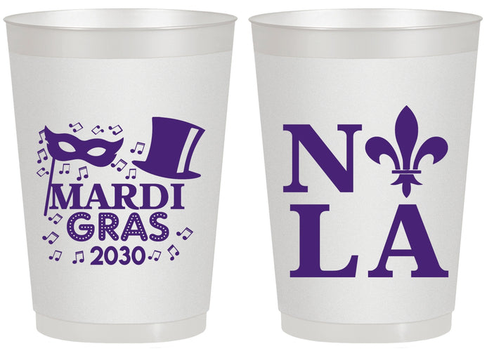 Personalized Mardi Gras 20 oz Frosted Cups - Nola Fleur De Lis | 190014