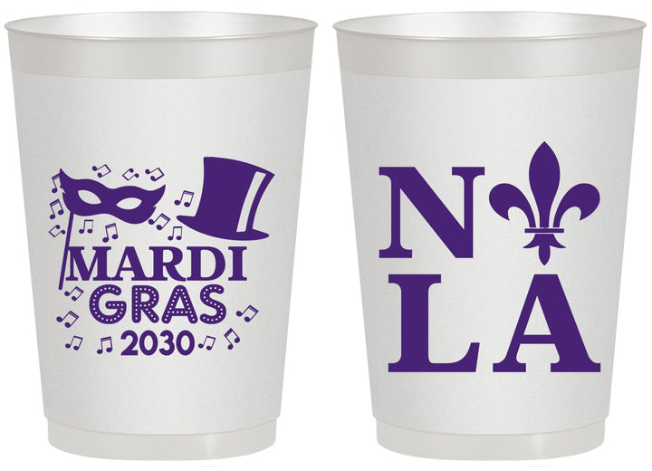 Personalized Mardi Gras 20 oz Frosted Cups - Nola Fleur De Lis | 190014