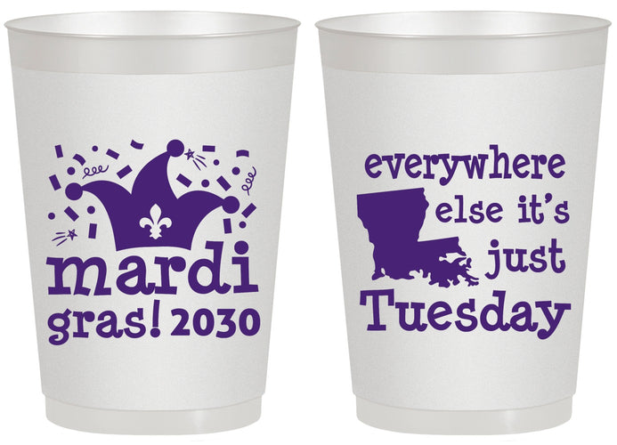 Personalized Mardi Gras 20 oz Frosted Cups - Nola New Orleans | 190016