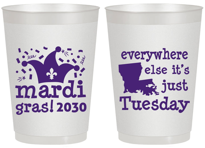 Personalized Mardi Gras 20 oz Frosted Cups - Nola New Orleans | 190016
