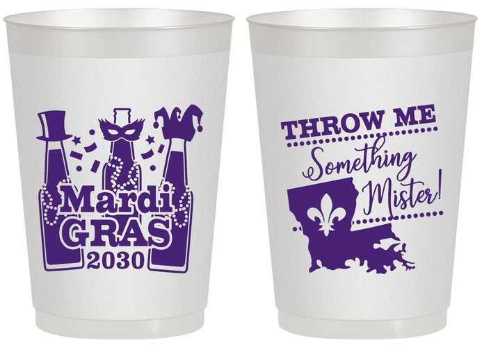 Personalized Mardi Gras 20 oz Frosted Cups - Beads Nola | 190017